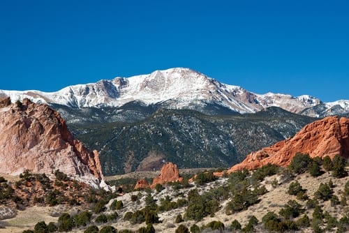 Photo of a snowy Colorado mountain range