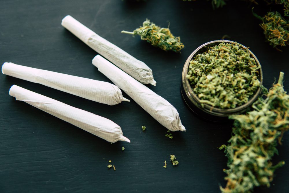 Macro,Of,Marijuana,Joint,With,Trichomes,And,Crushed,Weed,In
